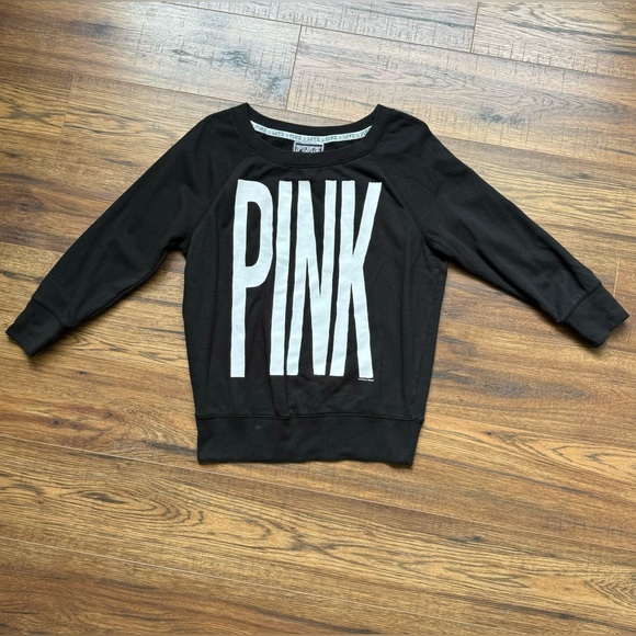 Small PINK Black Quarter Length Sweatshirt - Picture 5 of 5
